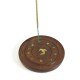 Prabhuji Incense Burner - Wooden Round Plate with Om - 4 inches