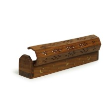 Wooden Incense Burner with Storage - Moon Star  - Wholesale and Retail by Prabhuji's Gifts