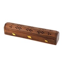 Prabhuji Incense Burner - Wooden Box with Storage - Elephant