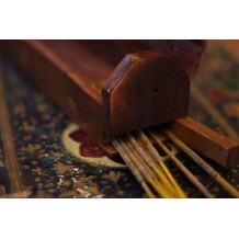 Wooden Incense Burner with Storage - Moon Star  - Wholesale and Retail by Prabhuji's Gifts