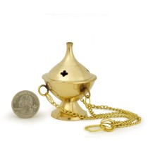 Prabhuji Burner - Hanging Brass Burner, Jali 2.5"Hx2"D