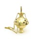Prabhuji Burner - Hanging Brass Burner, Quatrefoil Jali 5"Hx2.75"D"