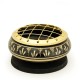 Prabhuji Burner Burner - Black Brass Burner, Low Base, Fern Engraving, Net Top 1.25"Hx2.75"D  1.25"Hx2.75"D"