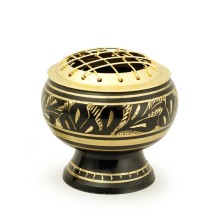 Brass Burner Black High base feather engraving net top 2"Hx2"D - Wholesale and Retail by Prabhuji's Gifts