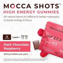 Mocca Shots High Energy Gummies with Caffeine Dark Chocolate Raspberry (12-Pack) - Tree Spirit Wellness