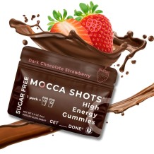 SUGAR FREE Mocca Shots Energy Gummies Chocolate Strawberry