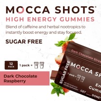 SUGAR FREE Mocca Shots Energy Gummies Chocolate Strawberry